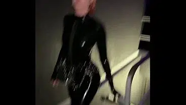 Rave slut in shiny latex takes dick after the club