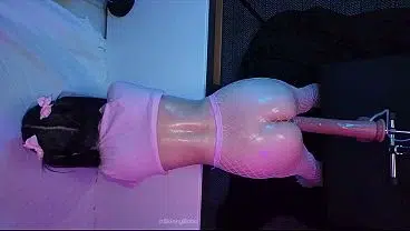 Tiny Asian Pussy VS A Big Fat Dildo Fuck Machine Before Bed – 18yo Shy Asian