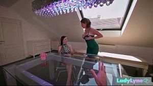 Busty pornstar Lady Lyne sharing her hard treats