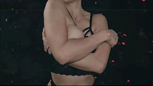 Hermosa chica solitaria en playa nudista