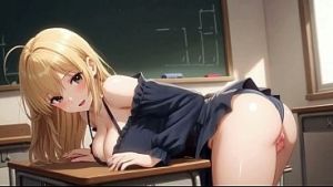 Horny Blonde Student: Short Skirt, Tit Play & Wet Pussy Masturbation AI Generation