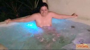 Midnight Hotel Hot Tub Solo: Risky Public Dildo Fuck & Exhibitionist Orgasm