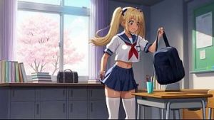 Naughty Blonde Student: Ass Up, Tits Out & Dripping Pussy Masturbation AI Generated