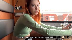 PINHOLE XXX. Anal sex in trans railway. Hot sex with Mia Murkovski