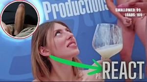 React: 213 loads for a Slavic School teacher that gulps it all in a big mouthful and gokkun bukkake