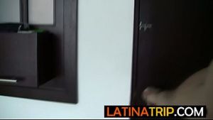 Sexy big ass Latina teen in red top gives sloppy blowjob and takes it deep