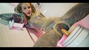 Tattoo Covered Solo Piss – Dreads, Fishnets & Golden Shower Fun