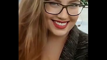 Busty glasses cumslut bukkake