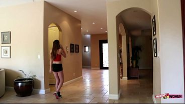 Dark haired milf plays with a vibrator before being caught and joined by sexy teen