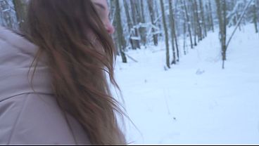 During a Lovely Walk in the Winter Forest, My Pussy Was Filled to the Limit 4K HD Tim Team