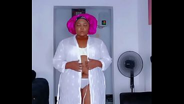 Ebony sexy bbw in white thong panties and bra