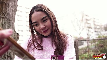 GERMAN SCOUT – Half Asia Latina Allison Sweet with saggy Tits Pick Up for Hard Casting Fuck