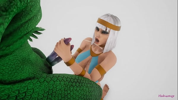 Reptile with two cocks breeds with an Egyptian priestess of love | Furry monster | 3D porn wild life
