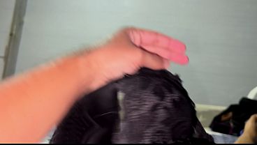 Stepbrother, you’re a pervert! Don’t masturbate with my panties, I’d rather give you a Russian blowjob with my huge tits and give me your huge cock and semen!