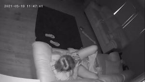 Babysitter Caught Masturbating on Couch with Wife Vibrator Hidden Cam