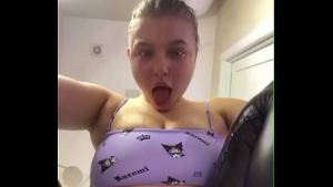Pink pussy in leather fingering close up