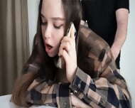 Cute Petite Stepsister Fucked While On The Phone
