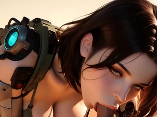 Cyber vixen takes hard cock deep in the dunes (AI Porn)