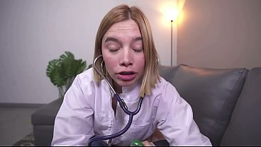 Horny doctor helps me with a blowjob to collect a semen sample and ends up riding my cock until I cum