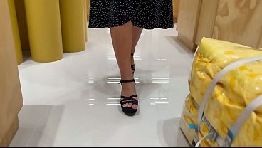 HOT MILF gives a STRANGER a DIRTY FOOTJOB until he CUMS all over her FEET