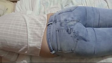 I pull up my jeans so my stepson can cum in my ass instead of fucking me; he asks for anal sex.