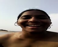 Mature Indian Couple Outdoor Enjoying In River