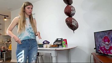 Super Bowl Sunday Blowjob From Cheerleader Winter Flynn