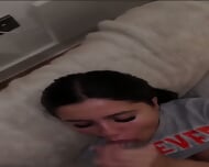 Brunette Bimbo Blowjob With Facial