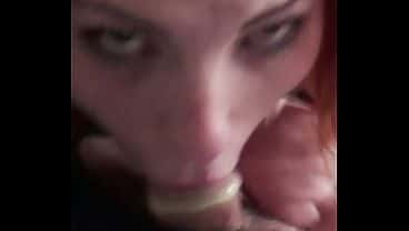 Big natural tits bouncing while Karla Rose devours my wrapped cock POV