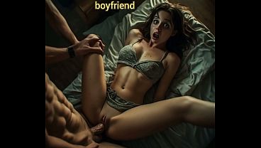 Cursed gothic 18 year old teen slut fucked by boyfriend ( Male voice over ) AI generated