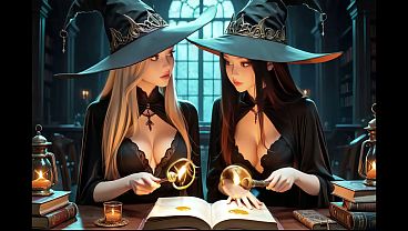 Lesbian Witches [AI] Tribbing Tribadism Kissing Trib With Magic Wands Various Angles Library