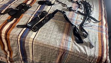 my naughty petite neighbor cums over to try BDSM with me