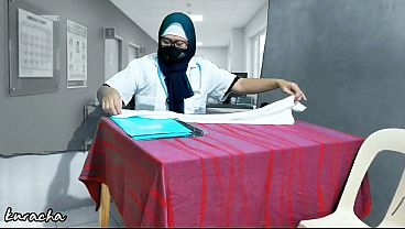 Arabic Doctor allowing her Patient to touch her Boobs
