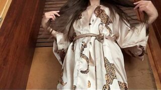 I’m masturbating my pussy in a mini-robe—watch how I do it.
