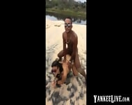 Interracial Threesome On The Beach – Amateur Doggy Style