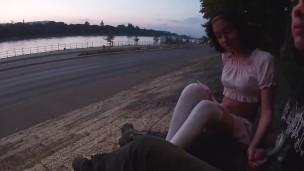 Outdoor extreme fun in front of strangers