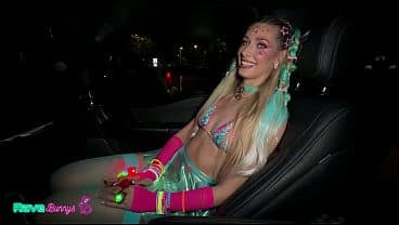 Rave Babe Emily Jade Gets Wrecked By The DJ Under Neon Lights!