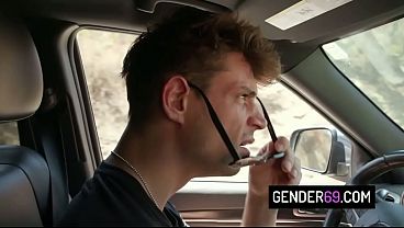 Sexy Shemale Drilled by Stranger With Huge Dick For a Free Ride