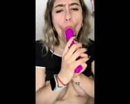 Sofia carla thrusts a purple dildo inside Full Access At