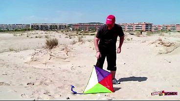 Two guys pick up a kinky babe on the beach and demolish all her holes