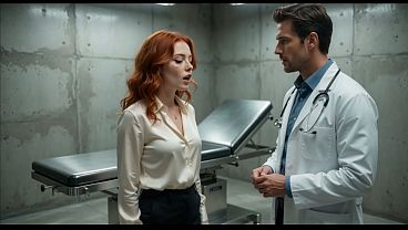 Young redhead goes to an underground clinic where she gets hot sex with the doctor (AI-generated content)