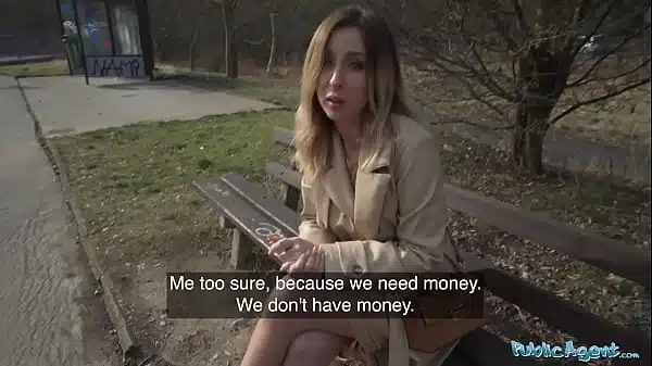 Public Agent brunette with fucking a big cock while her husband is at home
