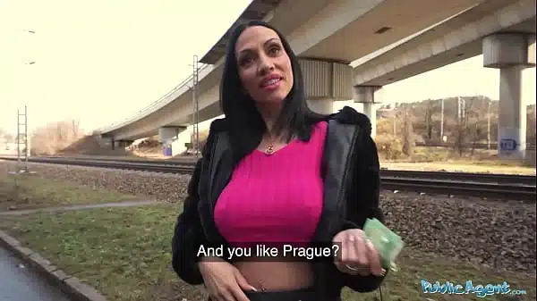 Public Agent Older woman from Italy masturbates in public and sucks a big fat cock
