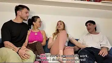 DOUBLE BLOWJOB for the first time with a swinger couple—they convinced me.